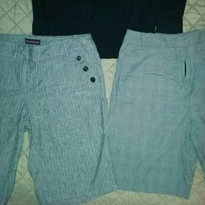 2 Vintage Plaid Shorts Sz6 & Loft Small Black Top